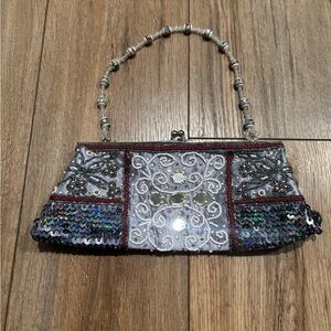 Vintage Beaded & Sequined Blue Handbag Purse